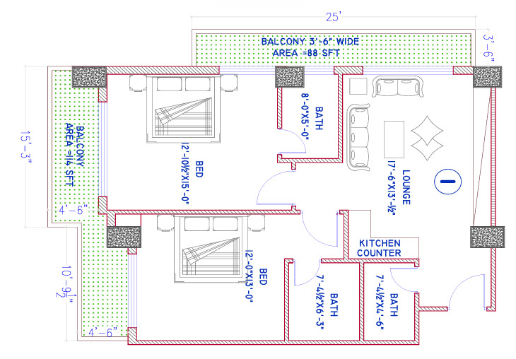 2-Bed Apartment Layout
